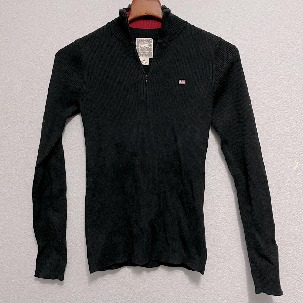 Vintage Ralph Lauren Original Quarter Zip Black Sweater